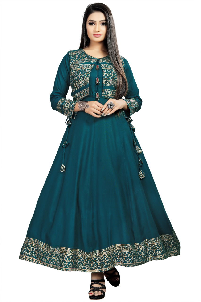 Koti Style 1006 Ethnic Wear Designer Rayon Anarkali Long Kurti Collection